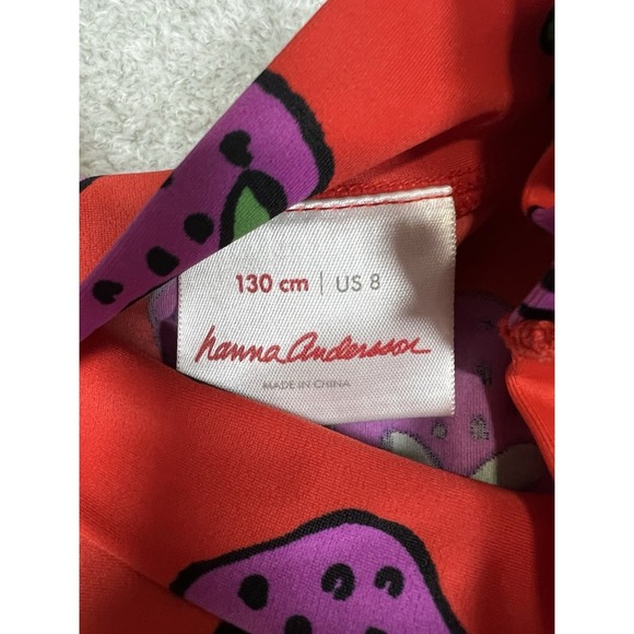 Hannah‎ Anderson Kids Bathing Suit Strawberry Print Ruffled Bottom Size 8 - Picture 9 of 10